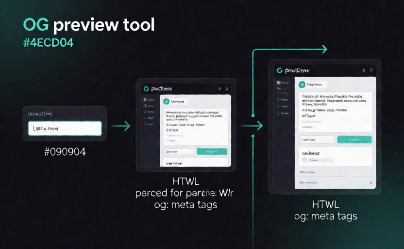 OG preview tool workflow: URL fetch, parse, and preview card